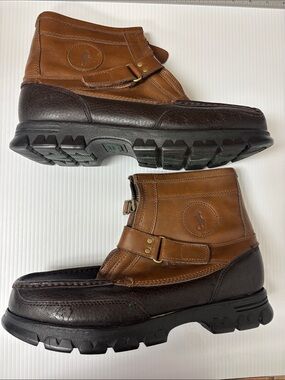 Polo by Ralph Lauren Two-Tone Brown Leather Men’s Ankle Boots